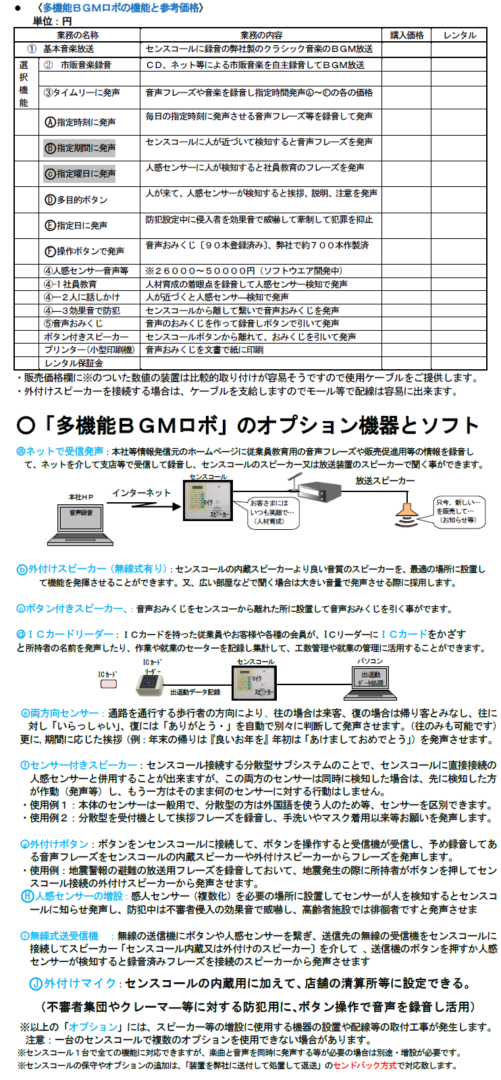 センスコール：多機能ＢＧＭロボ